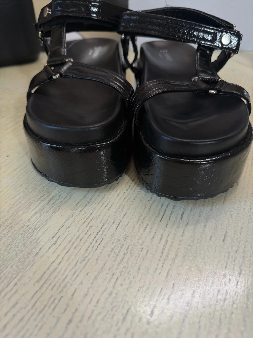 Women's Black Platform Sandal with Ankle Strap
